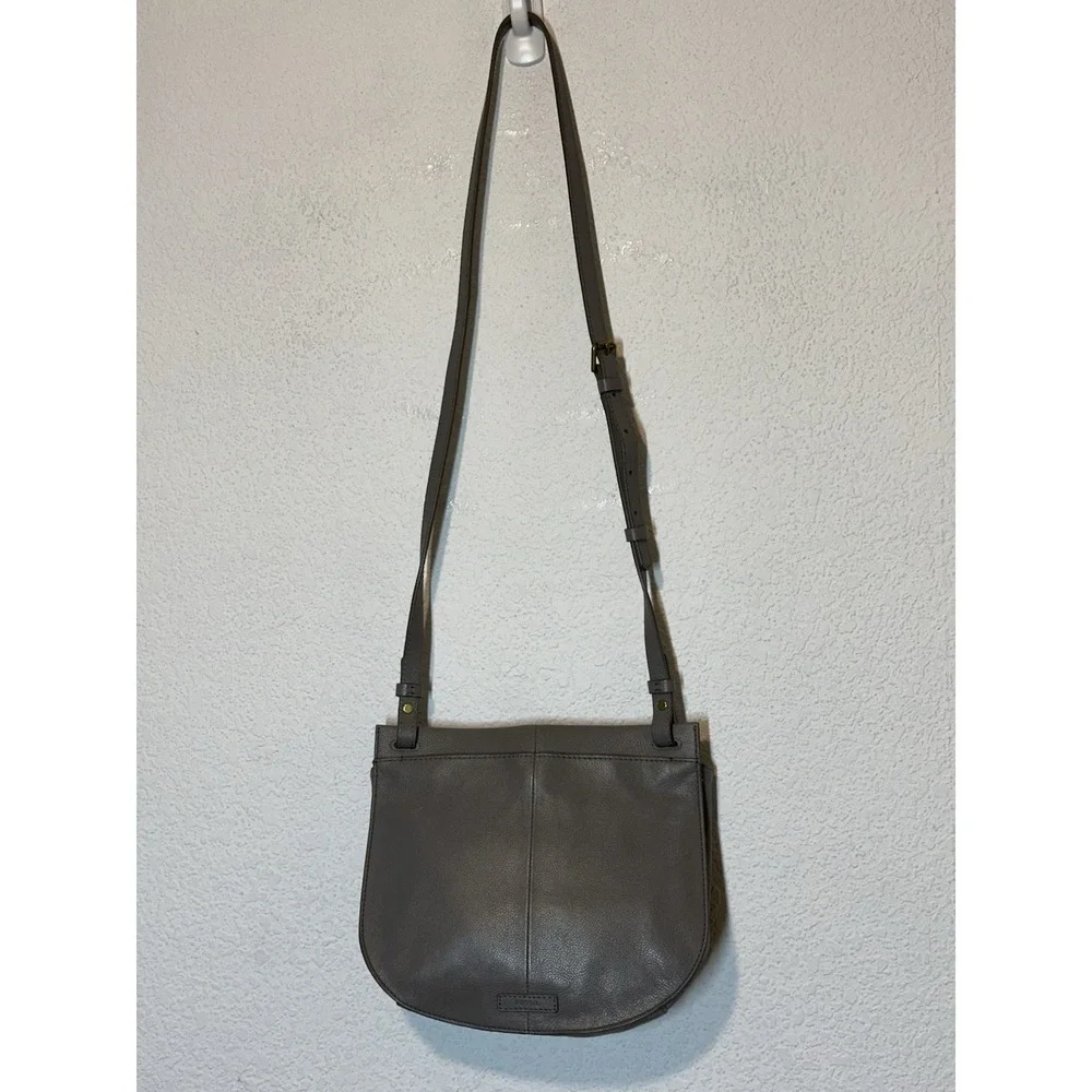 Fossil Pebbled Leather Crossbody Bag Gray Adjustable Strap